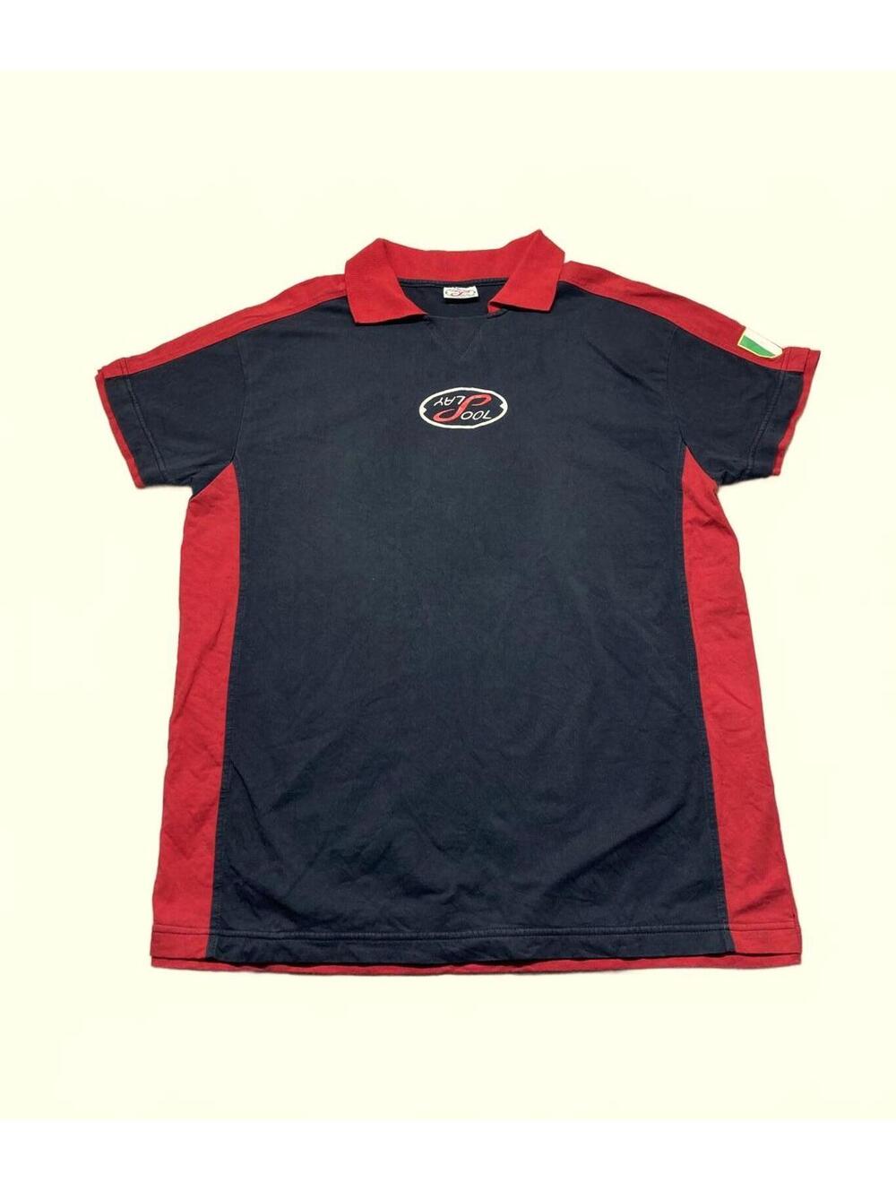 Billiards Polo Shirt with Red and Black Colorblock Design, Size XL